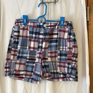 Plaid Shorts in Red, Blue, and White